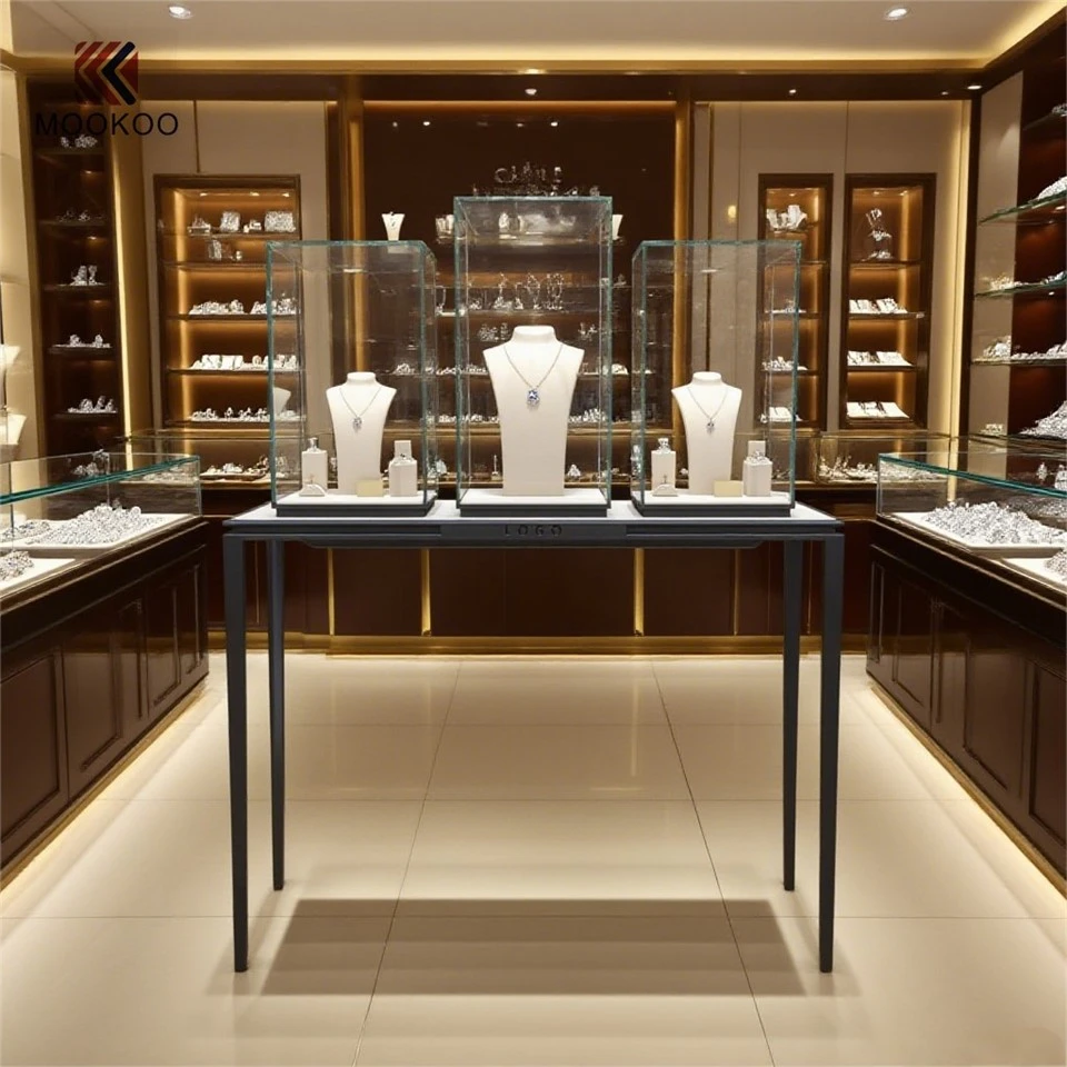 Luxury Eco-Friendly Stainless Steel Jewelry Showcase Display Cabinets LED Lighting With Metal Interior suppliers