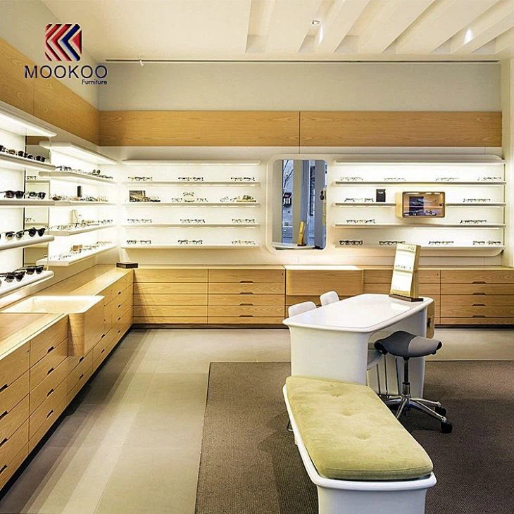 High Quality Glasses Shop Wood Counter Design And Display Showcase