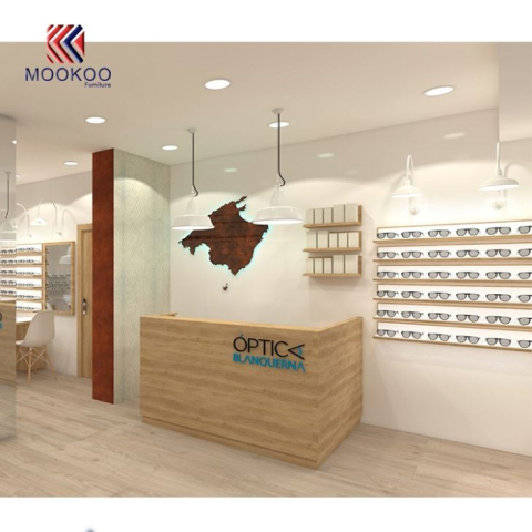 Träoptiskt displayskåpdesign Eyegalsses Store Inredningsleverantör